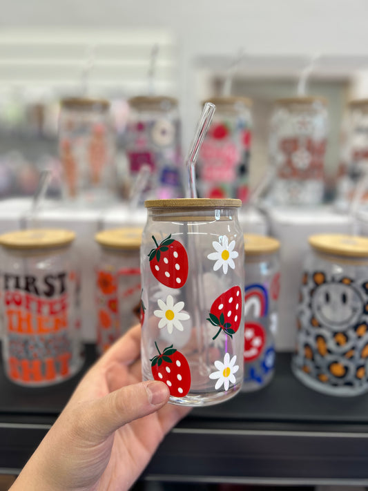 Bamboo Tumbler | Strawberry & Daisy