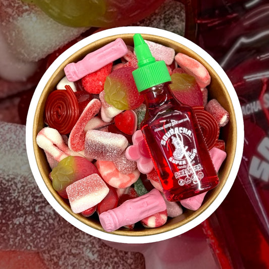 Candy Salad Bowls With Sour Strawberry Drizzle